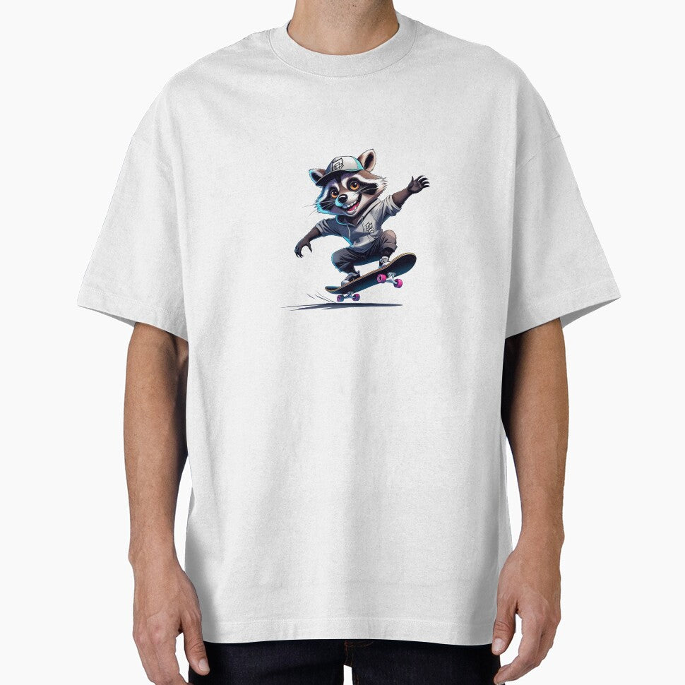 Cool Skater Raccoon with Cap | Urban Skateboard Animal Art by raccoonmerch