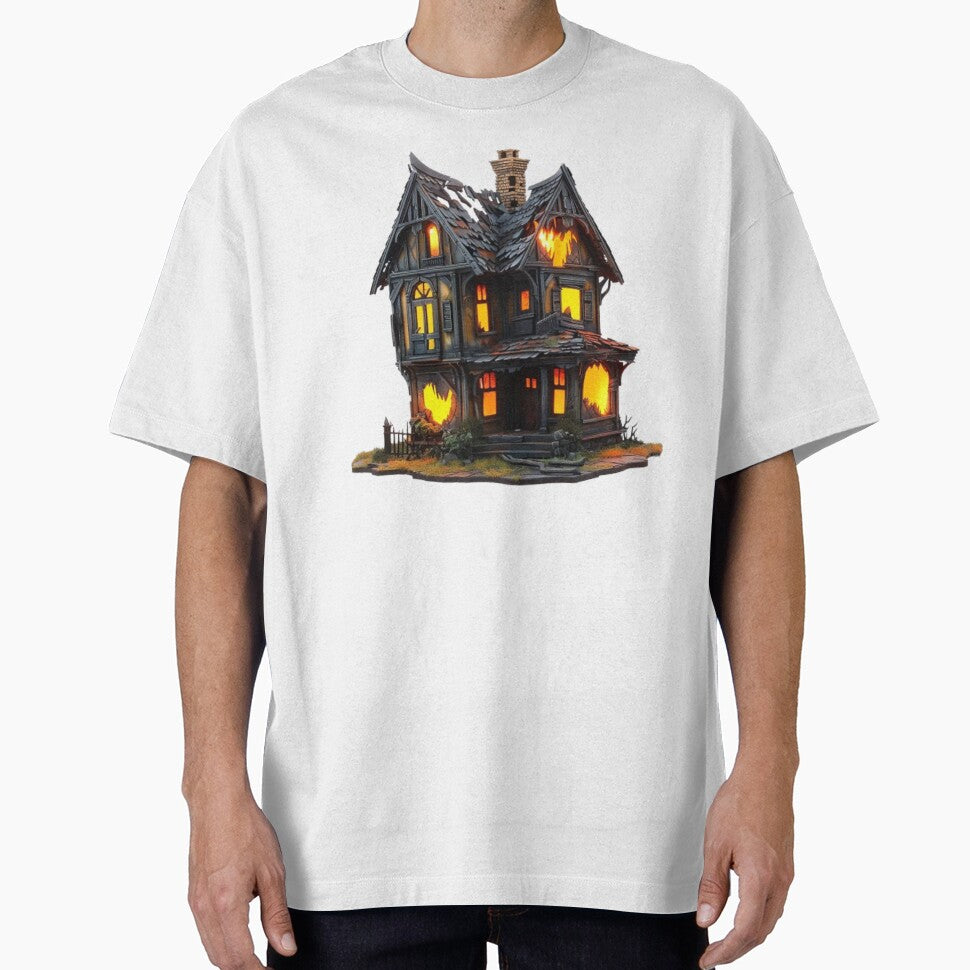 Haunted Halloween House – Spooky Haunted Mansion with Glowing Windows by AlexLineArt