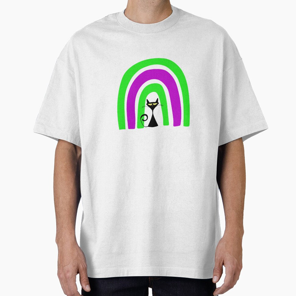 Halloween Black Cat With Rainbow by LMoonDesigns