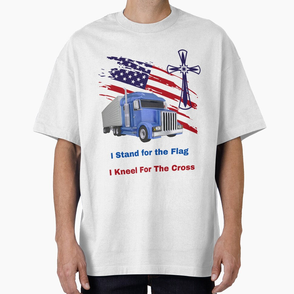 Patriot trucker stand for the flag, kneel for the cross by TruLuv