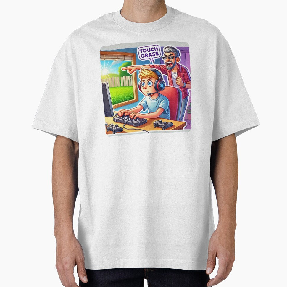 Touch Grass Computer Boy and Dad by DecalDash