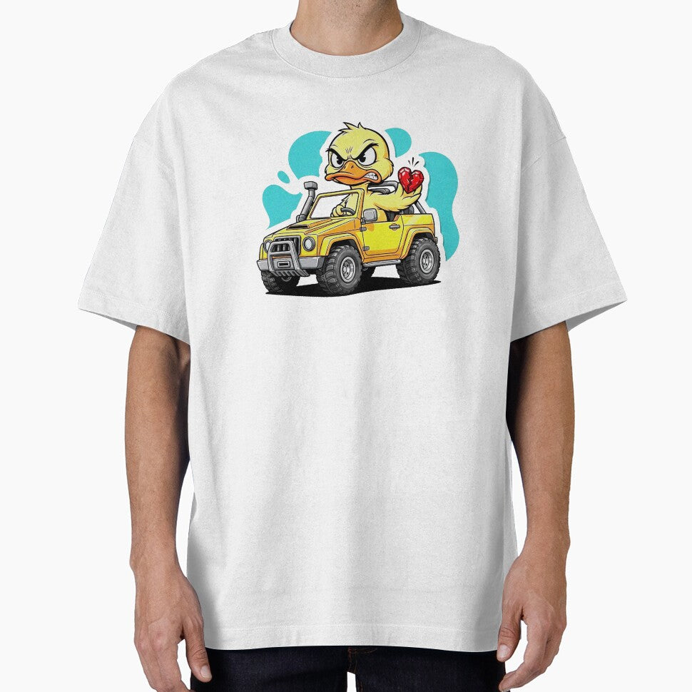 Angry Duck Driving Offroad Car with Broken Heart – Funny Cartoon by melisagaras88