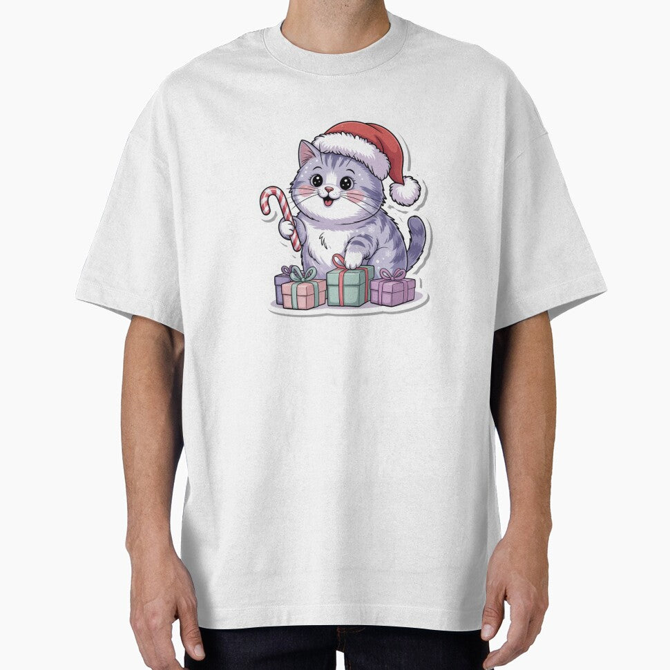 Cute Christmas Kawaii Cat by NicolasGlowArt