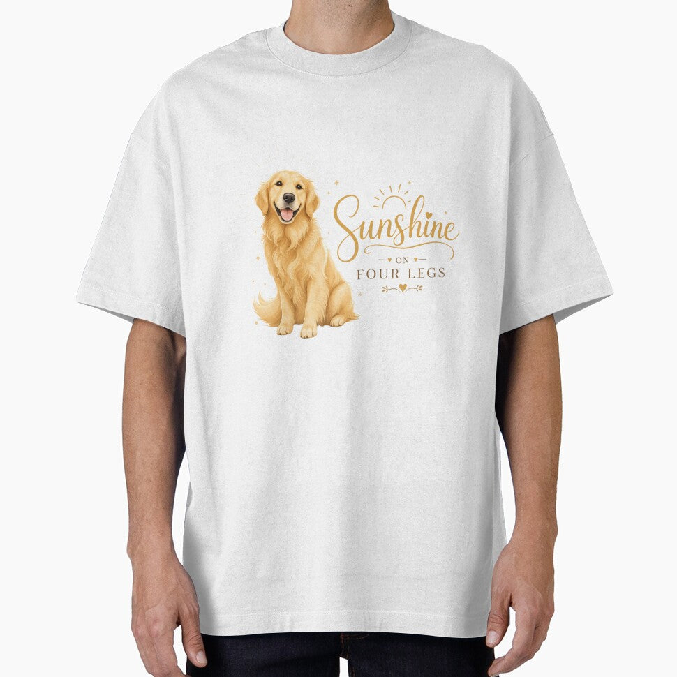 Sunshine on Four Legs Golden Retriever Dog Dad Kawaii T-Shirt by Ashley critters