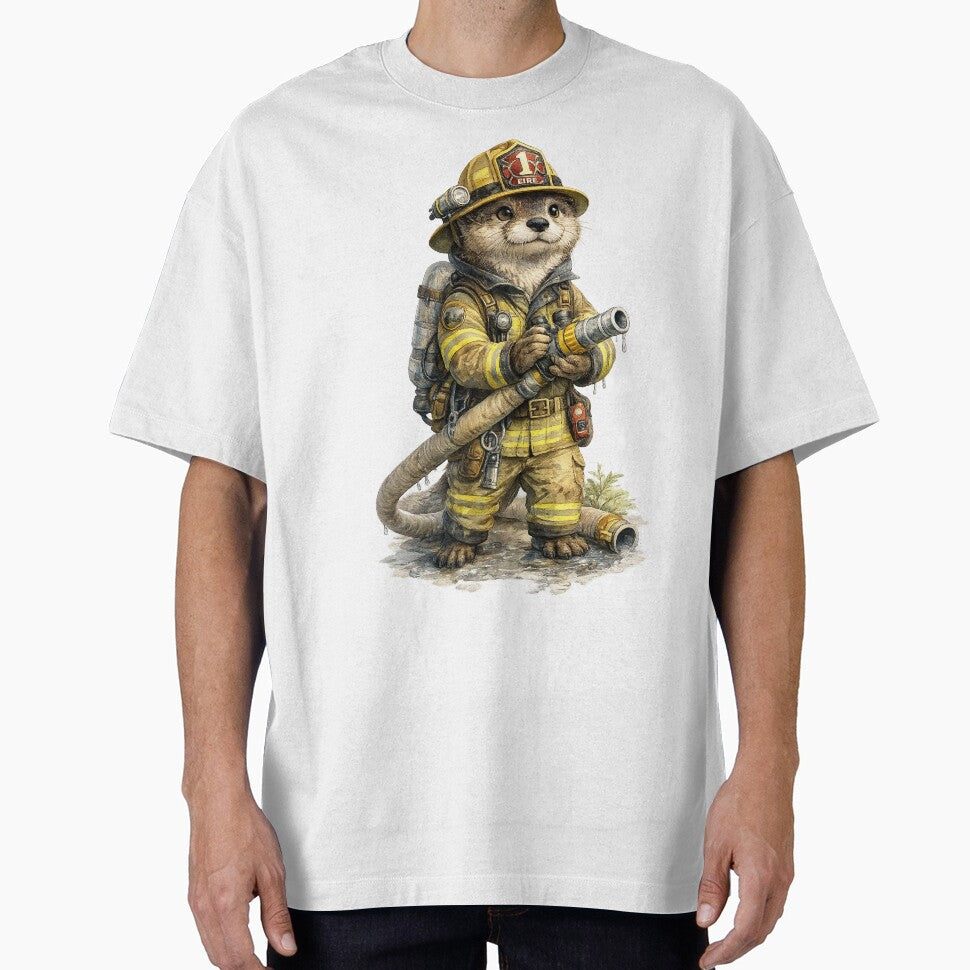 Cute Otter Firefighter with Fire Hose by photoparadise22