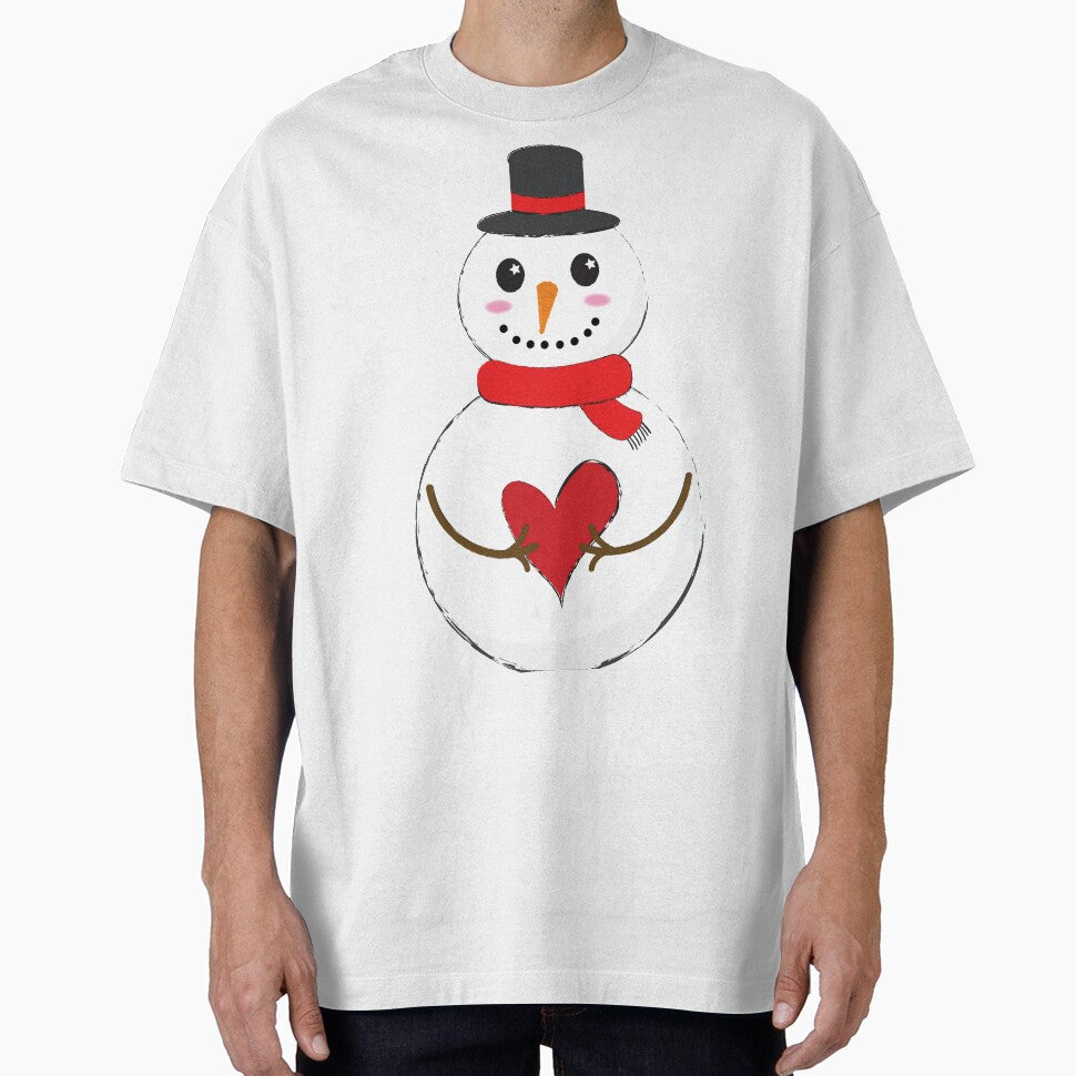 Snowman holding heart with hat and scarf by Suzakara Designs