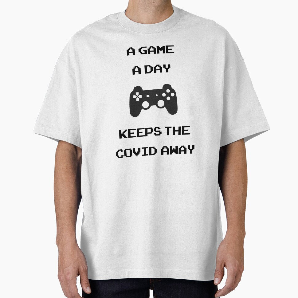 Gamer nutrition facts: A game a day keeps the COVID away funny retro gamer slogan by Deegital18