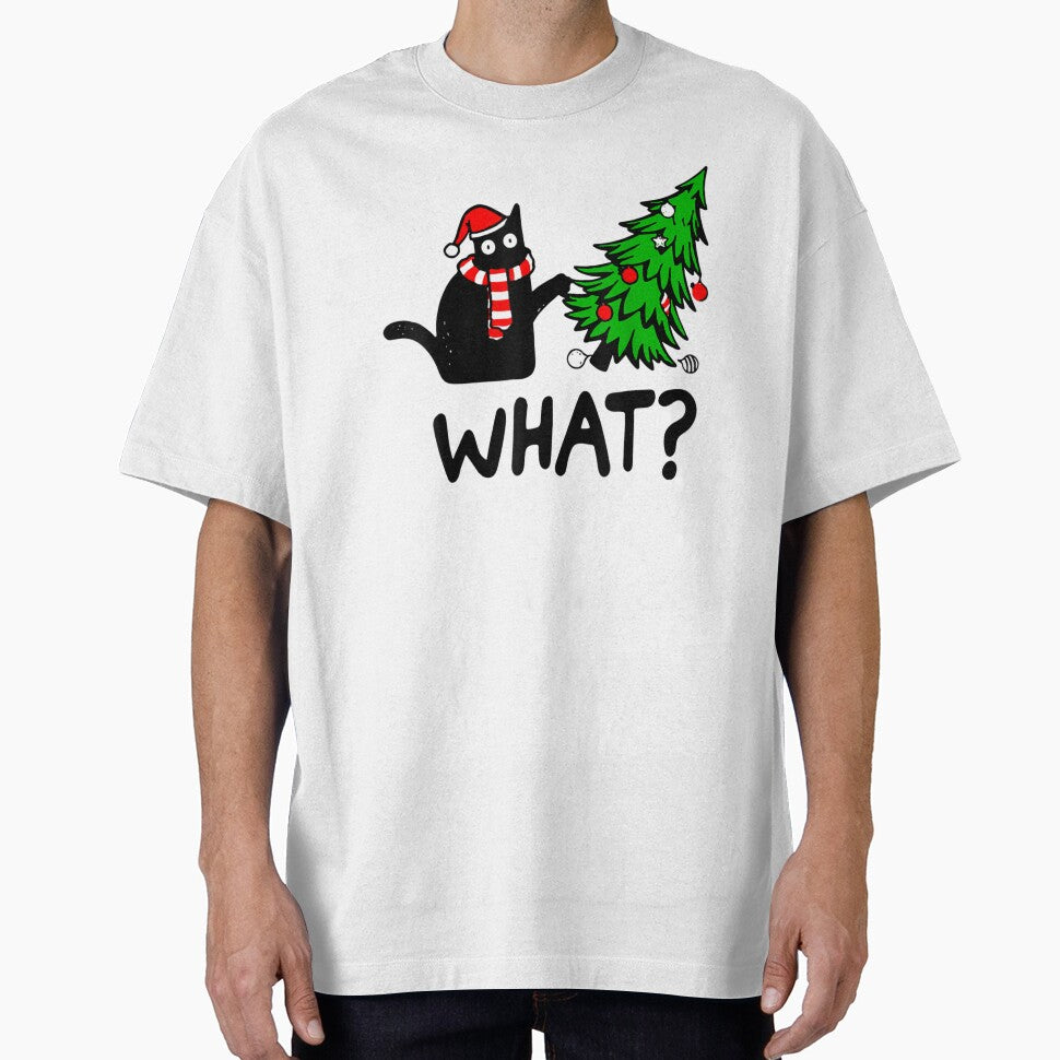 Funny Black Cat Christmas Tree What Christmas Holiday Meme by Beanimilki
