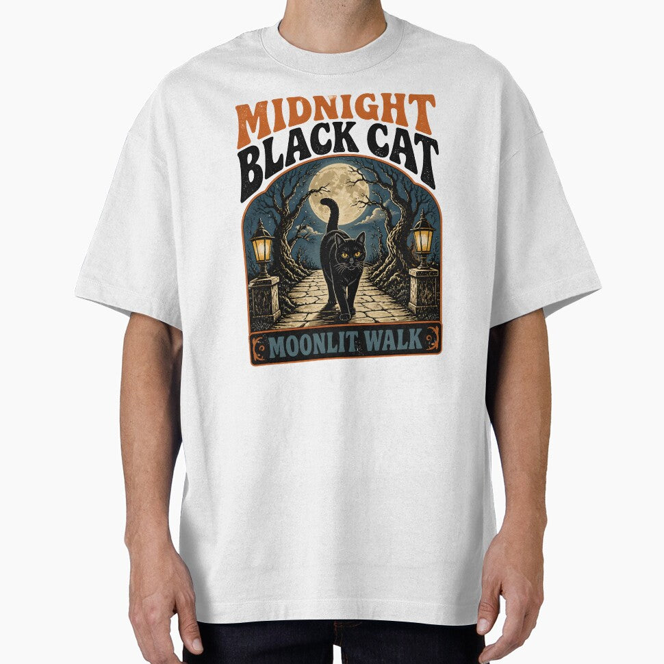 Midnight Black Cat Moonlit Walk Retro Halloween by RoyesButler