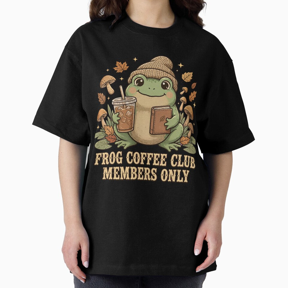 Frog Coffee Club Members Only - Cute Frog Reading Book Iced Coffee Cottagecore by PrettyCrypt