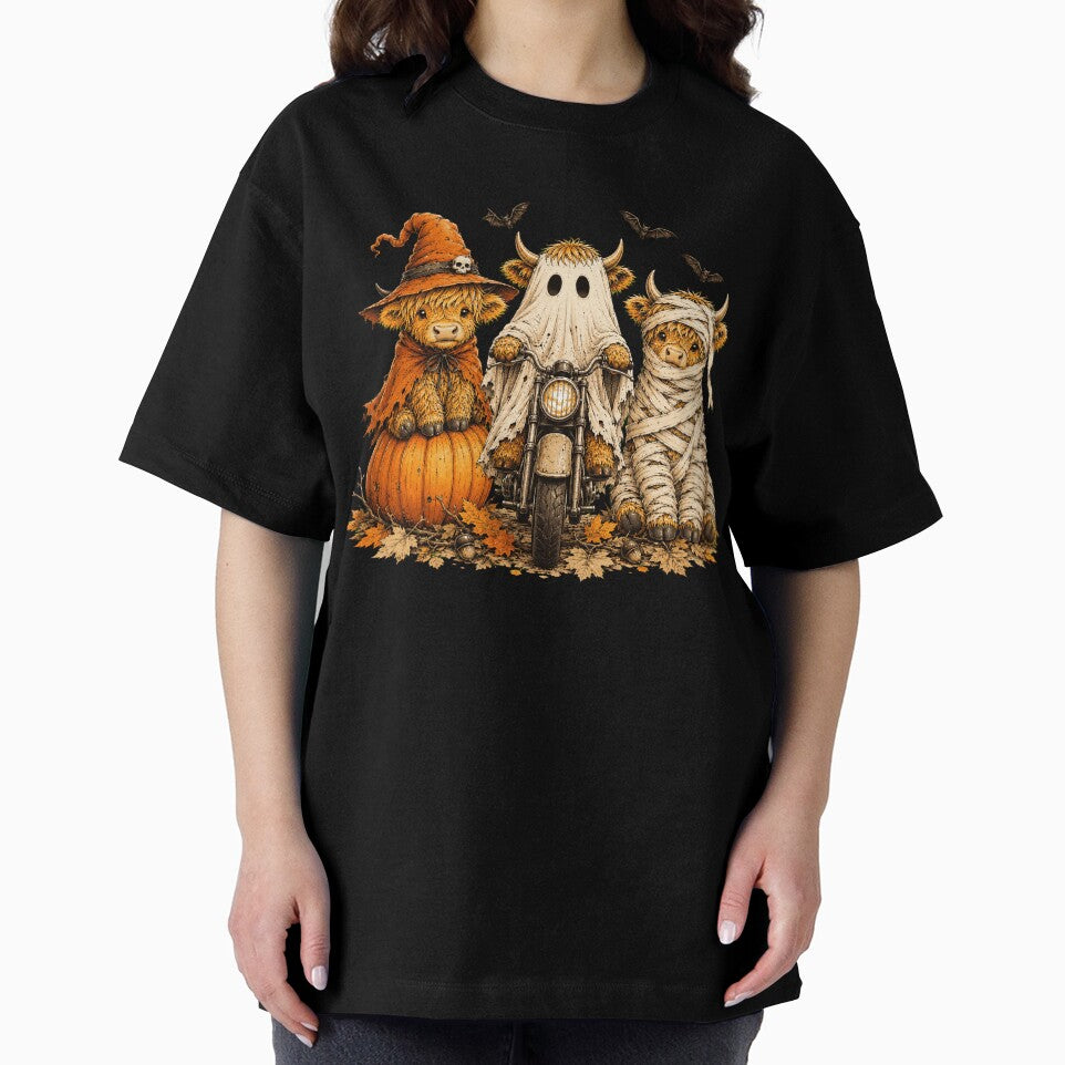Cute Highland Cows in Funny Halloween Costumes by VioletNance