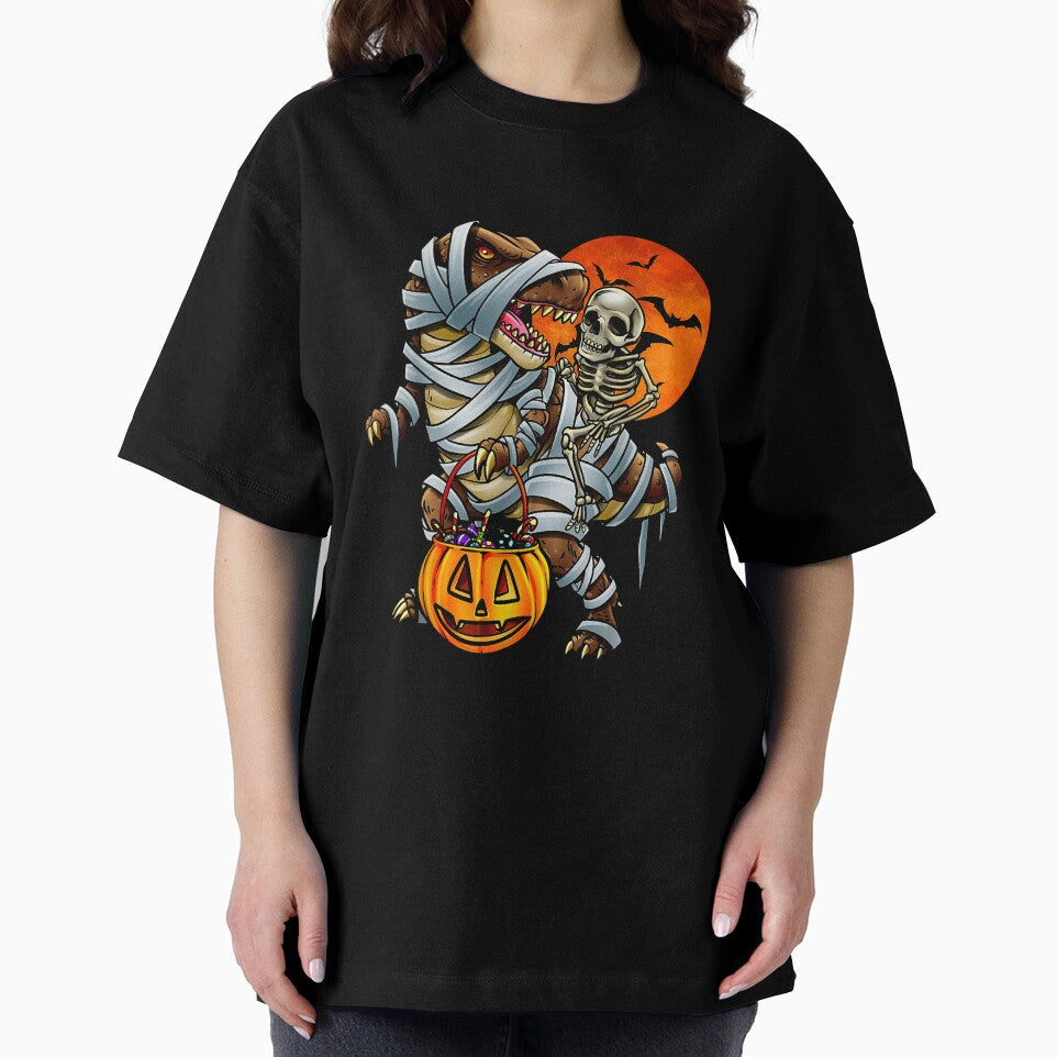 Skeleton Dinosaur Halloween Mummy Pumpkin For Boys Kids by HumbleShirt
