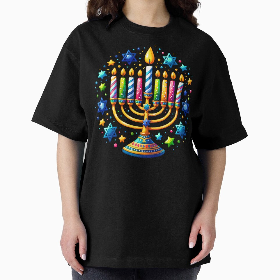 Colorful Hanukkah Menorah Design With Stars Of David by DEC02