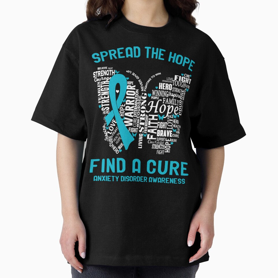 Butterfly Ribbon Spread The Hope Find A Cure Anxiety Disorder Awareness by Tadmab