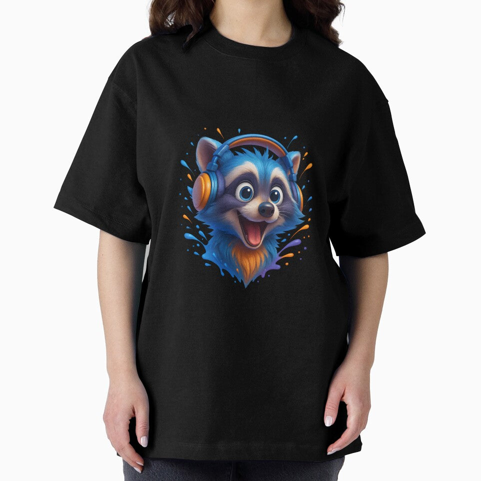 Crazy Colorful Raccoon with Headphones – Fun 3D Animal Art by WolfPixelRo