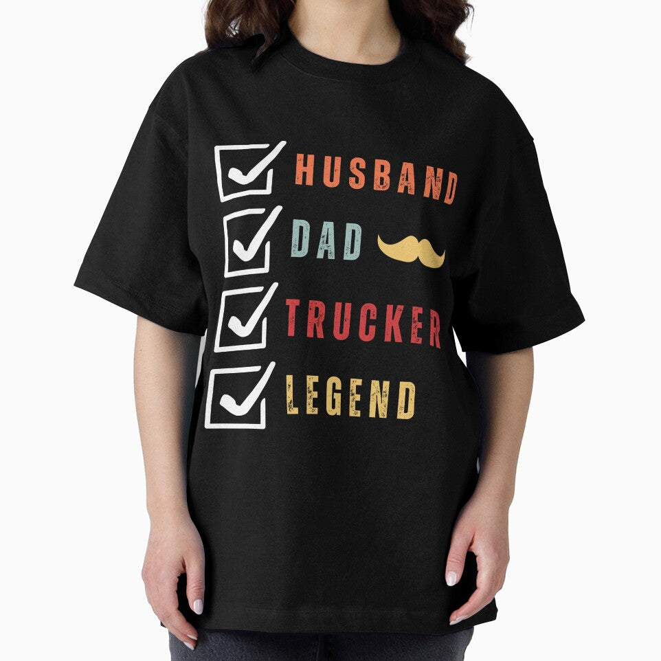 Copy of Husband Dad Trucker Legend I Drop Big Loads Funny Vintage Retro Sunset by CandyDroidMerch