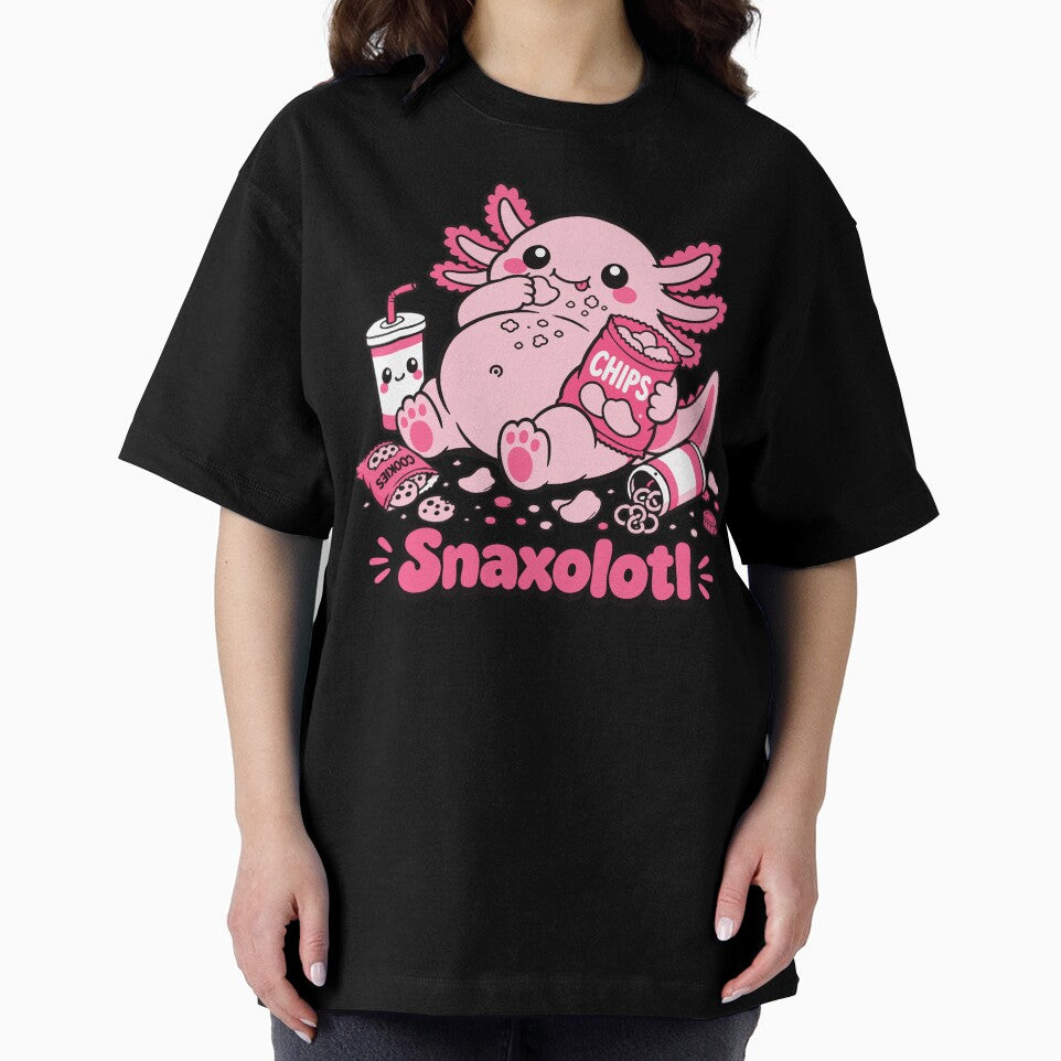 Snaxolotl - Cute Chubby Kawaii Axolotl Eating Snacks by Vanilla-Girl
