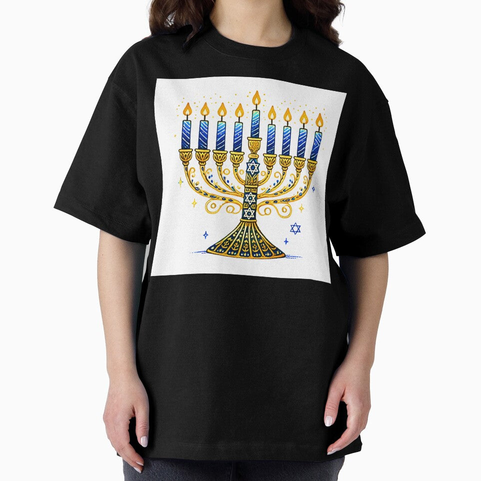 Hanukkah Holiday Menorah With Vibrant Candles Design Art by DEC02
