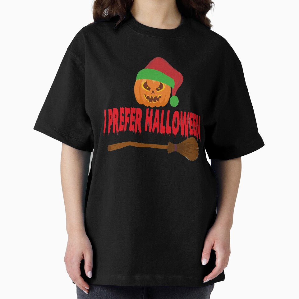 Copy of I Prefer Halloween Shirt, Christmas Halloween Shirt, Holiday Gift, Ugly Men Women T-Shirt by Morgen Design Studio