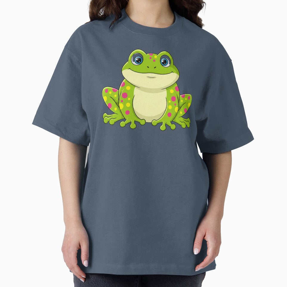 Cute Kawaii Spotted Frog Big Eyes Pink Green Cartoon by anandsiva2703