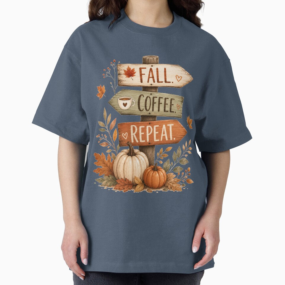 Fall Coffee Repeat Autumn Design by Wild Ink Studio by Barbara
