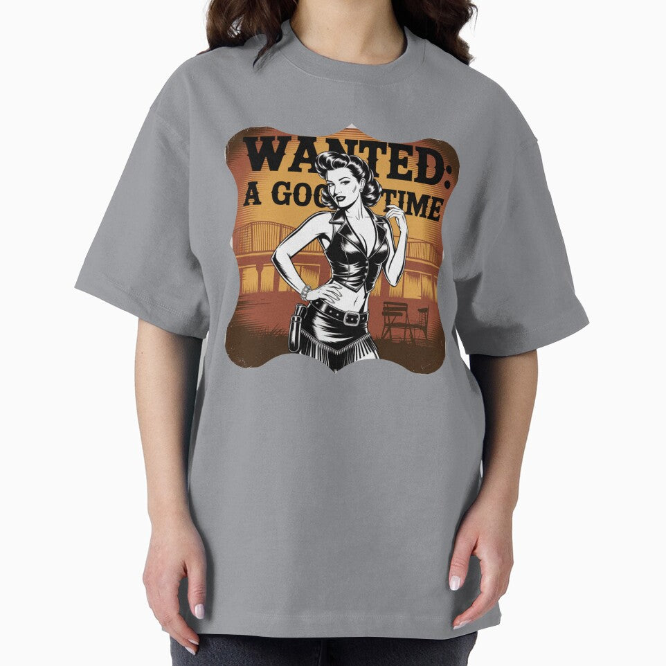 Wanted A Good Time – Retro Pinup Cowgirl Funny Western Art by Redjakkal