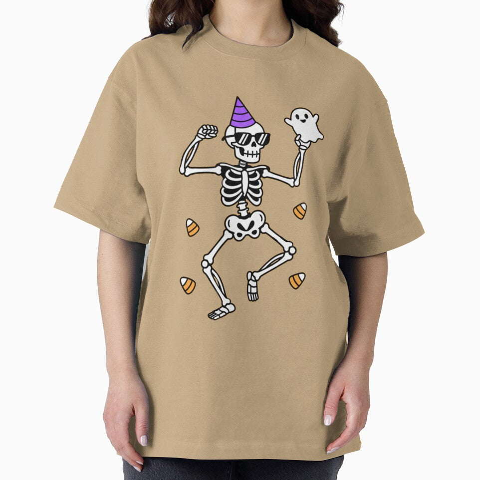 Party Skull with Ghost | Funny Halloween Skeleton by TinaDu-
