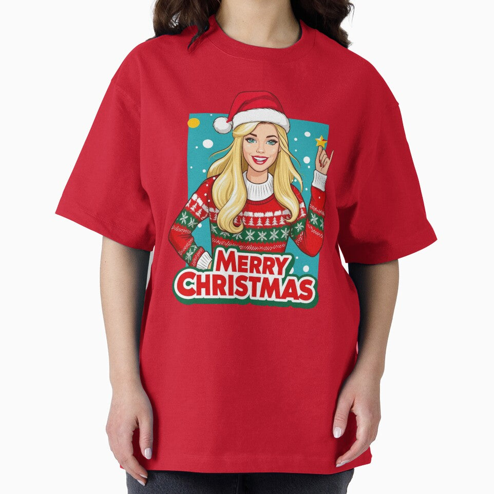 Woman with Christmas sweater by JonelleTshirts