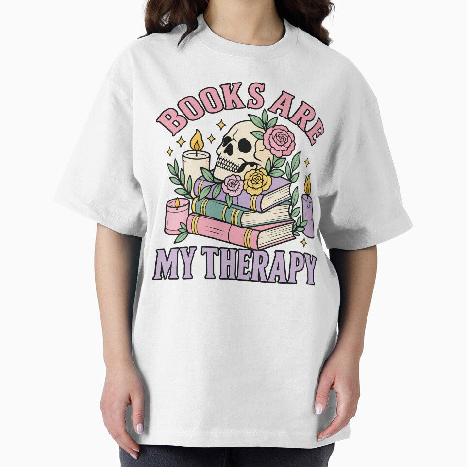 Books are My Therapy Skull, flowers, Candles and Books by BrownHorse90s