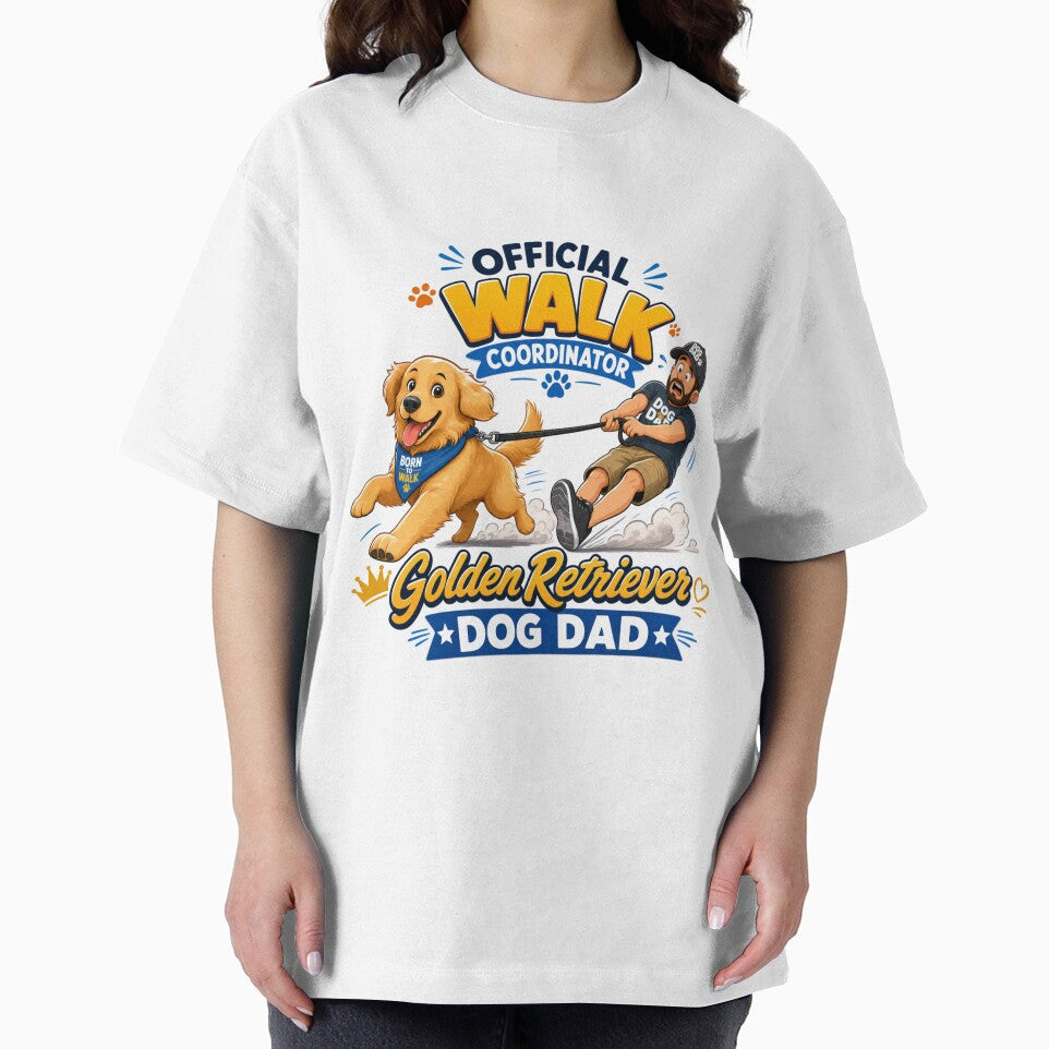 Official Walk Coordinator Golden Retriever Dog Dad Funny T-Shirt by Ashley critters