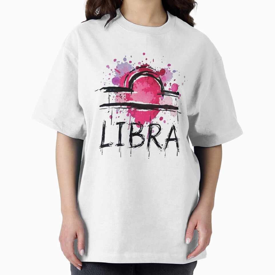 Libra Zodiac Sign Watercolor Grunge Pink Black Art by Vibe-Vary