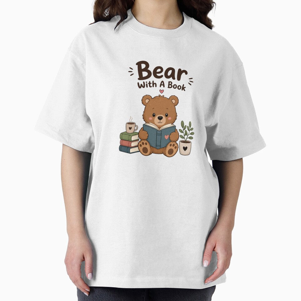 Bear With A Book – Cute Reading Bear Book Lover Design by Sanika arts