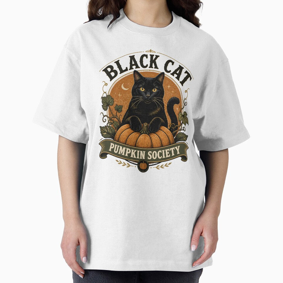 BLACK CAT PUMPKIN SOCIETY Pumpkin Society Halloween Vintage Screen Print by OliviaHayesArt