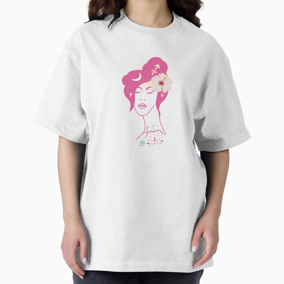Sagittarius Goddess Graphic Print - Pink and White Hibiscus by elevated-aura