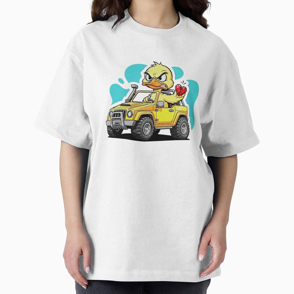 Angry Duck Driving Offroad Car with Broken Heart – Funny Cartoon by melisagaras88