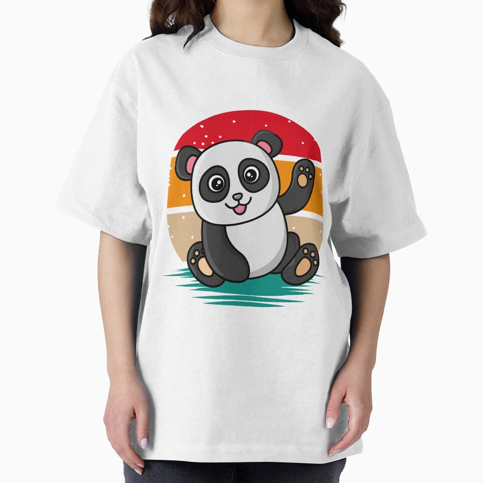 Panda Waving Retro Vintage Sunset by paulosbpires
