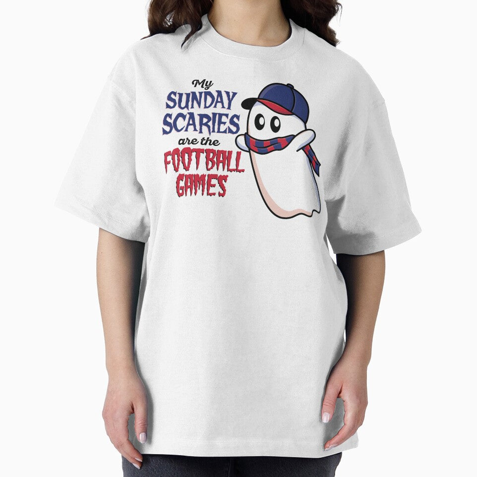 Red and Blue Football Halloween Ghost Sunday Scaries by colormemaroon