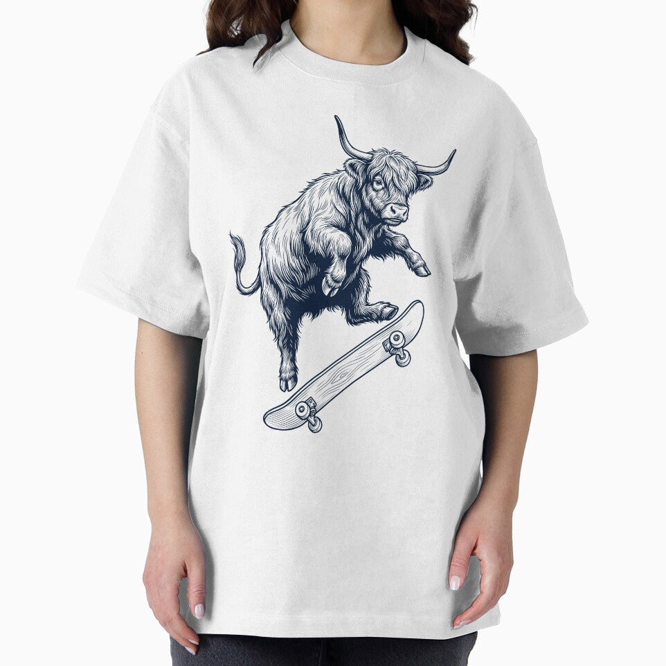 Vintage Highland Cow Skateboarding Skate Animal Lover by DoodleTortle