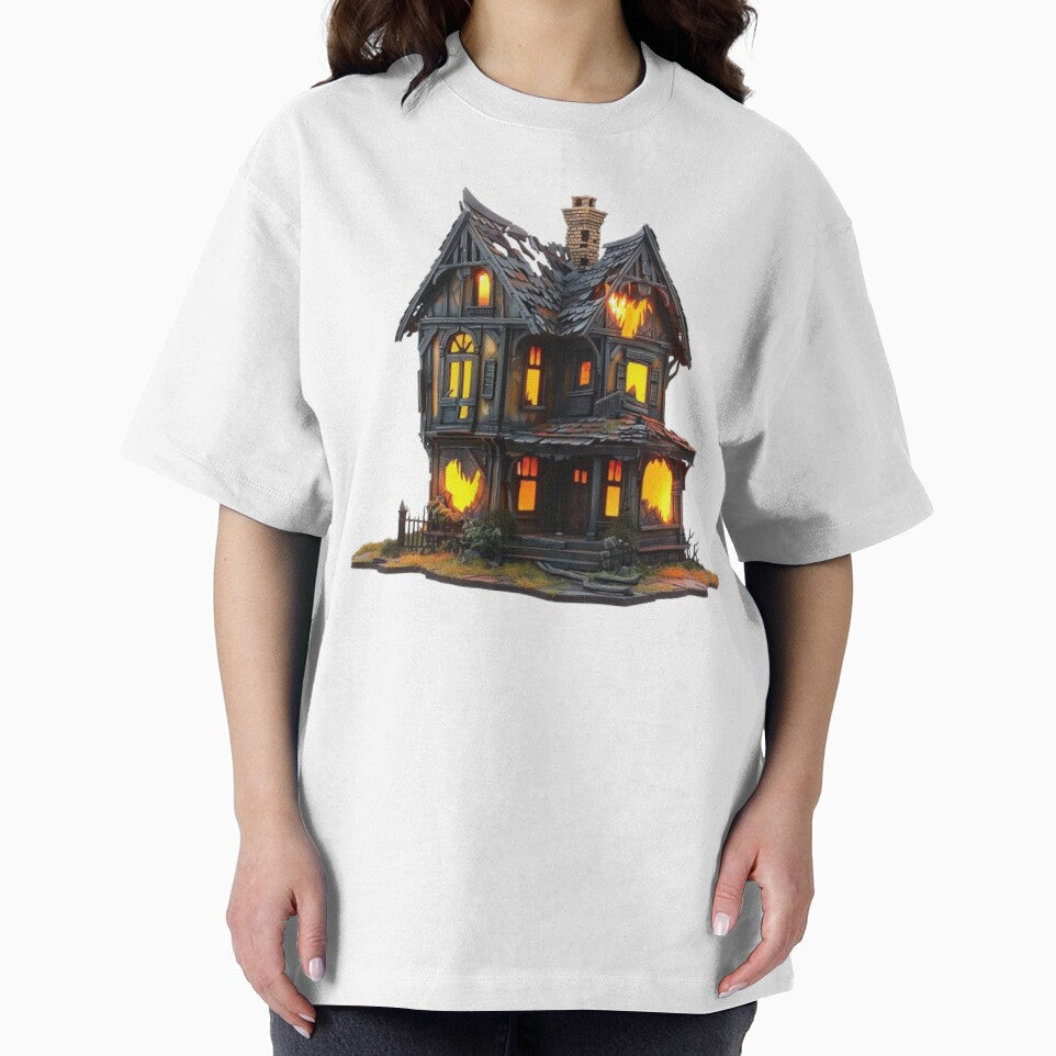 Haunted Halloween House – Spooky Haunted Mansion with Glowing Windows by AlexLineArt