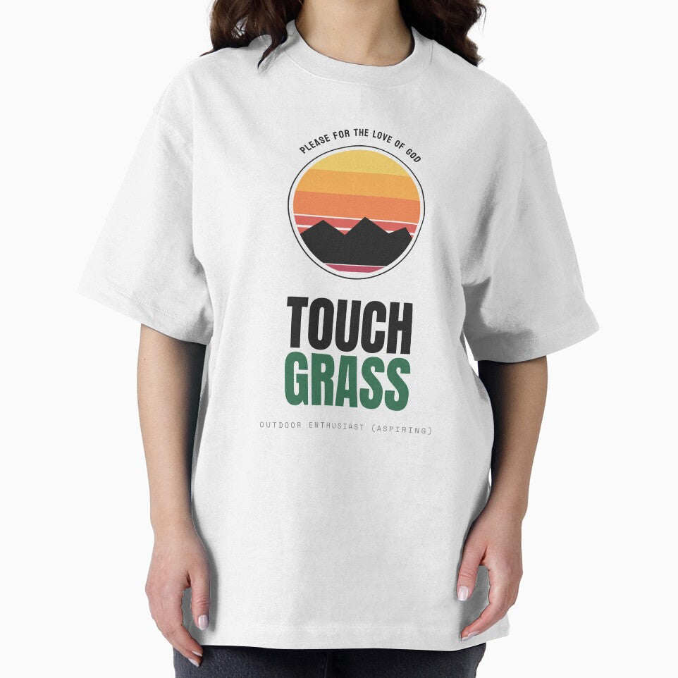 Touch Grass - Retro Sun Badge by besiwashere