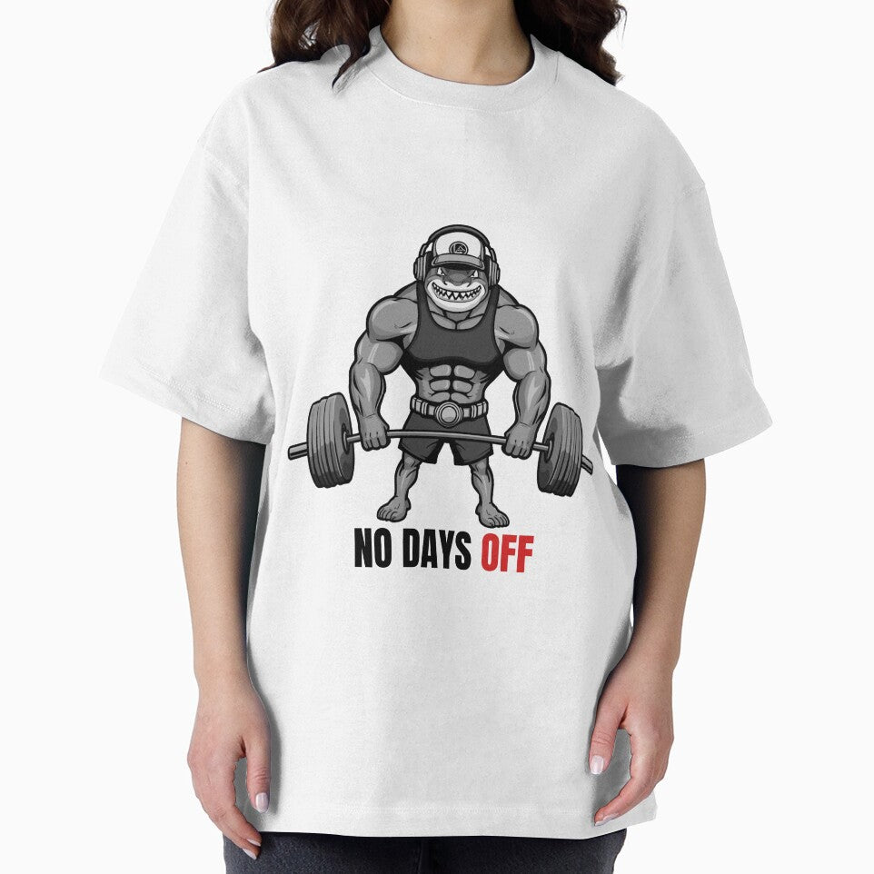 No days OFF - Buff Shark Workout Motivation – Funny Gym Cat Workout Design by Iron Mind Club