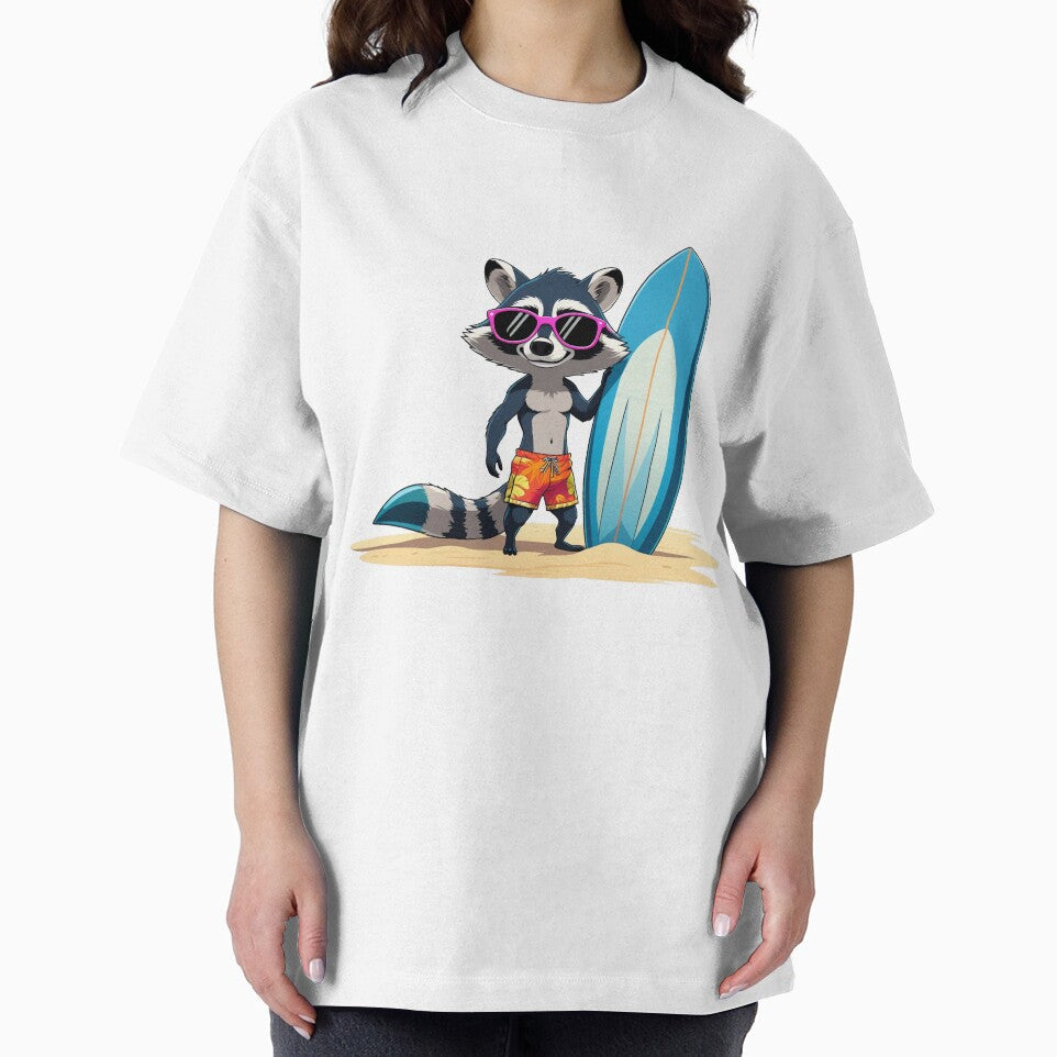 Cool Surfing Raccoon with Sunglasses | Summer Beach Animal Art by raccoonmerch