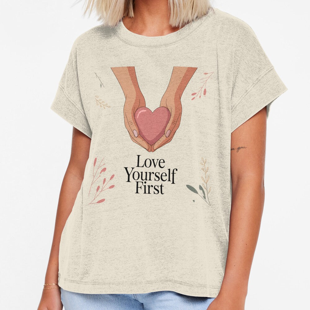 Love Yourself First Self Love Valentine Typography Mental Health Positive Shirt by GiftsForge