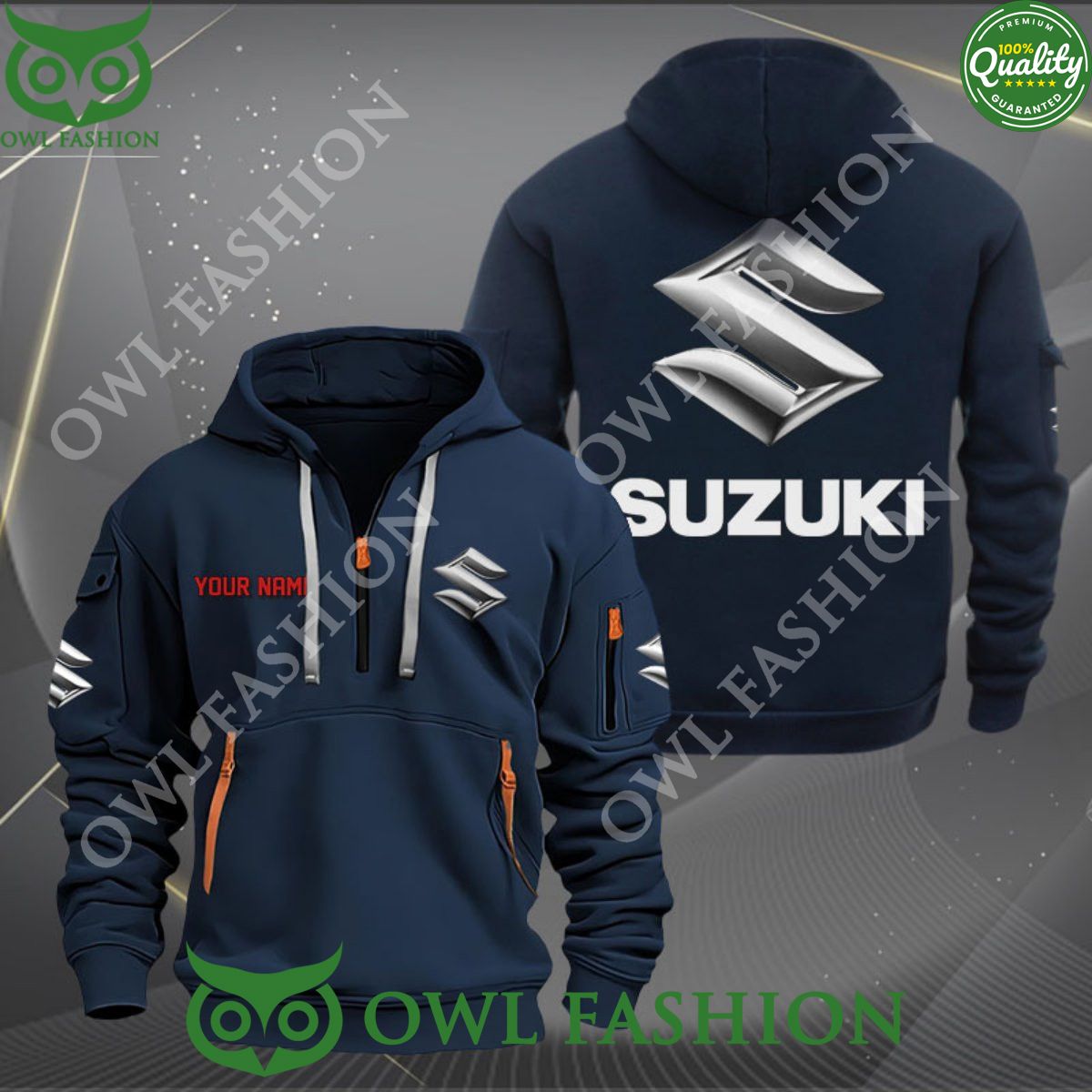 Suzuki Automobile Brand Personalized 2d half zipper Hoodie