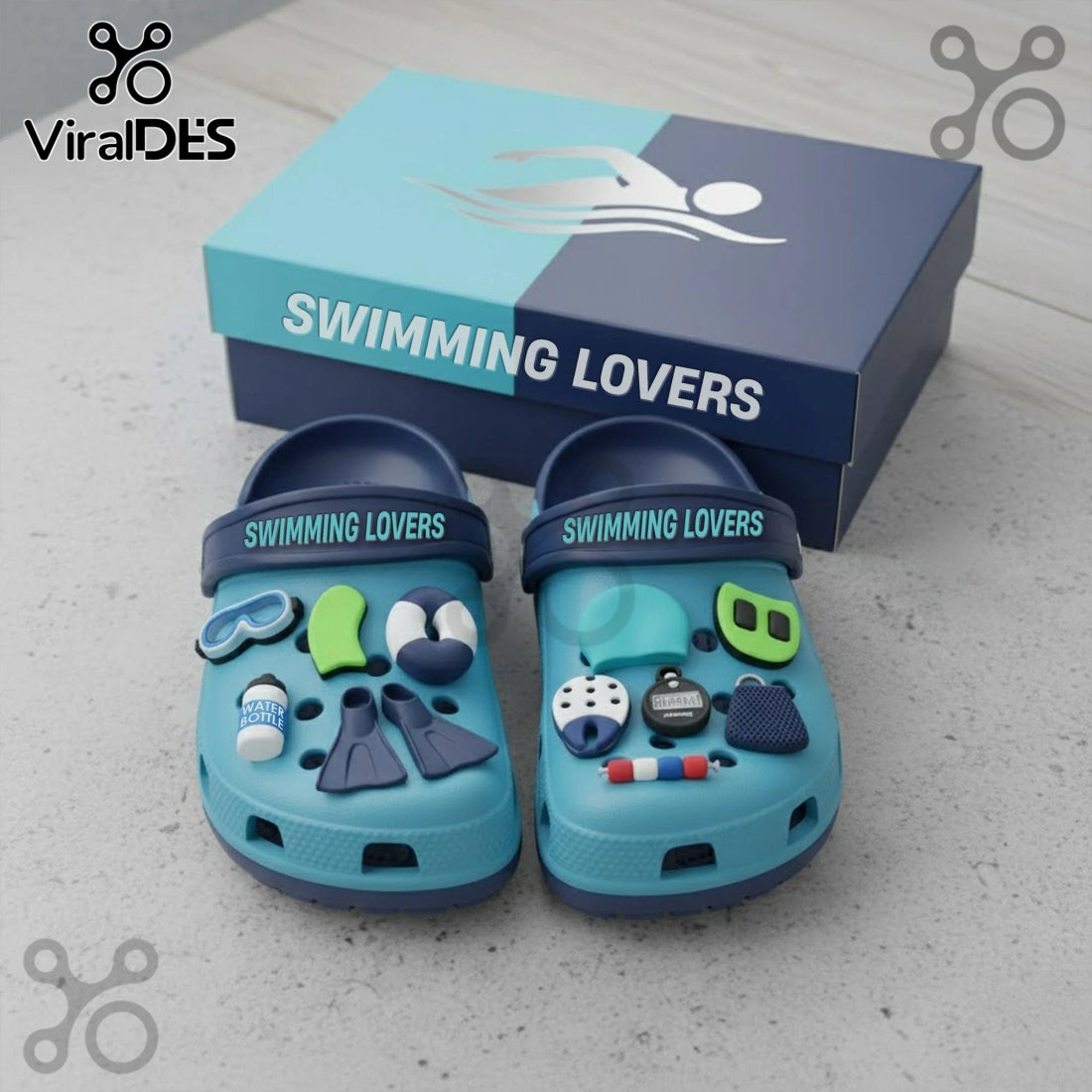 Swimming Lovers Premium Crocs Clogs With Charms