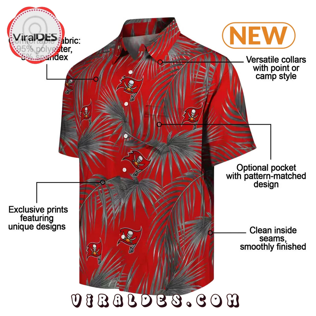 Tampa Bay Buccaneers Leafy Palms Hawaiian Shirt