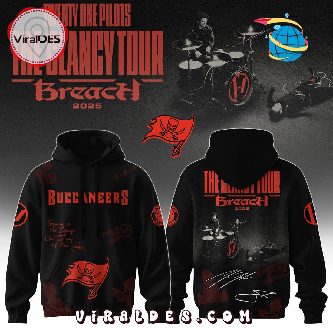 Tampa Bay Buccaneers x Twenty One Pilots Signatures Hoodie, Long Pant
