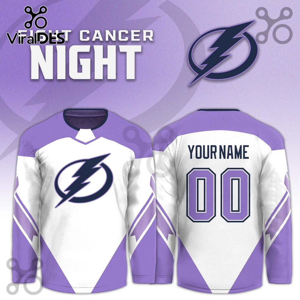 Tampa Bay Lightning Hockey Fights Cancer Purple Jersey Limited Edition