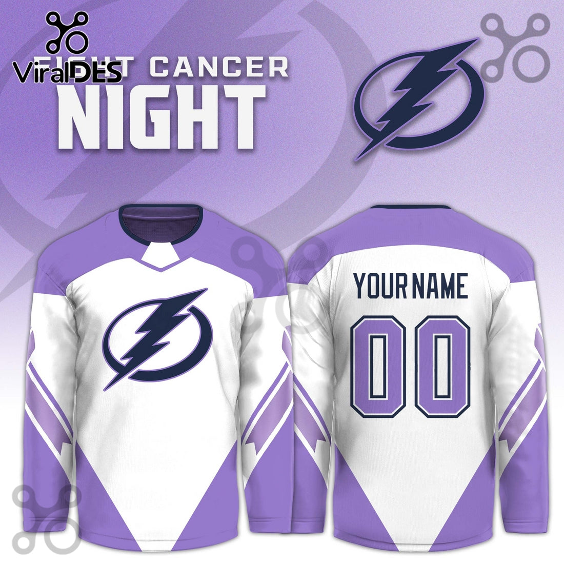 Tampa Bay Lightning Hockey Fights Cancer Purple Jersey Limited Edition