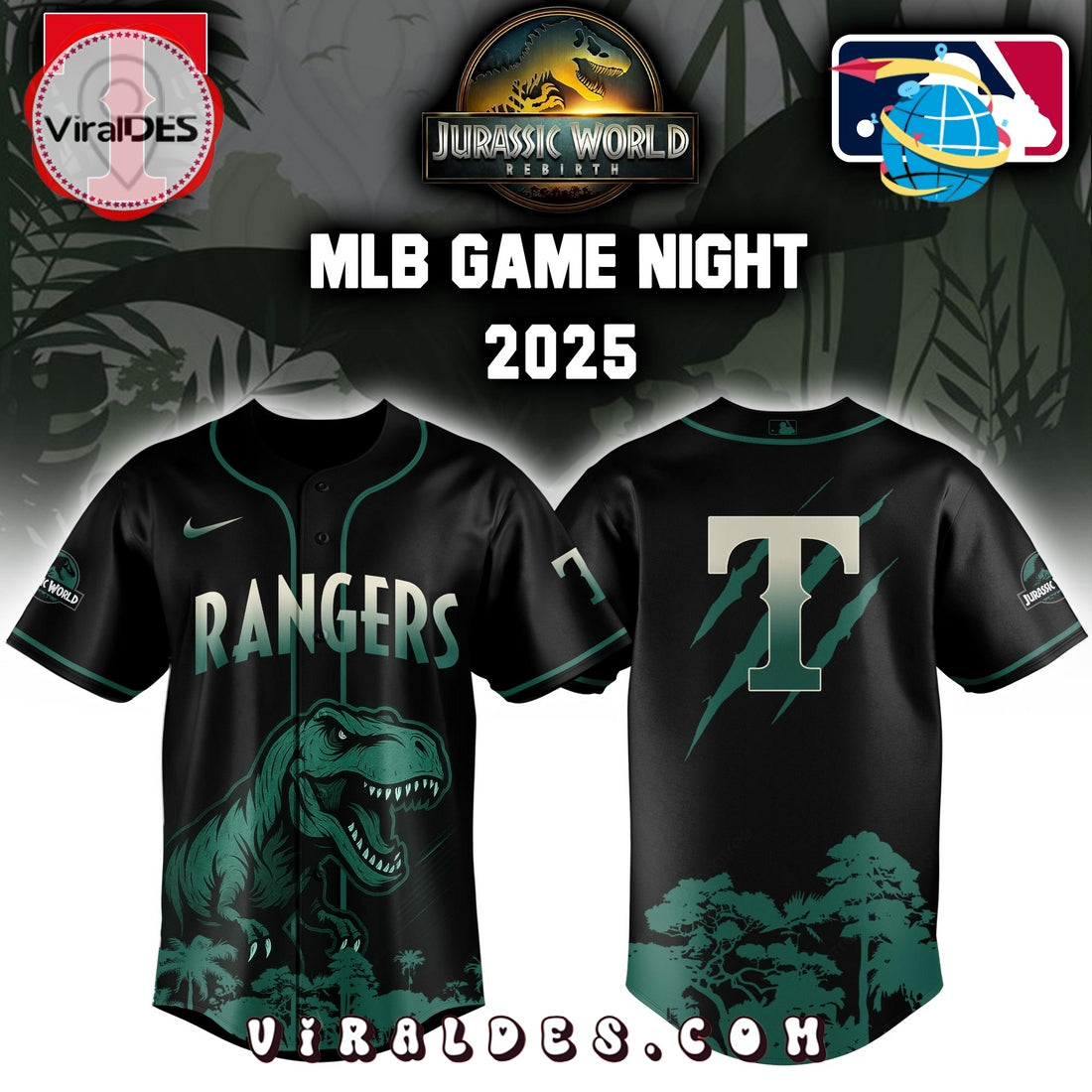 Texas Rangers x Jurassic World 2025 Baseball Jersey